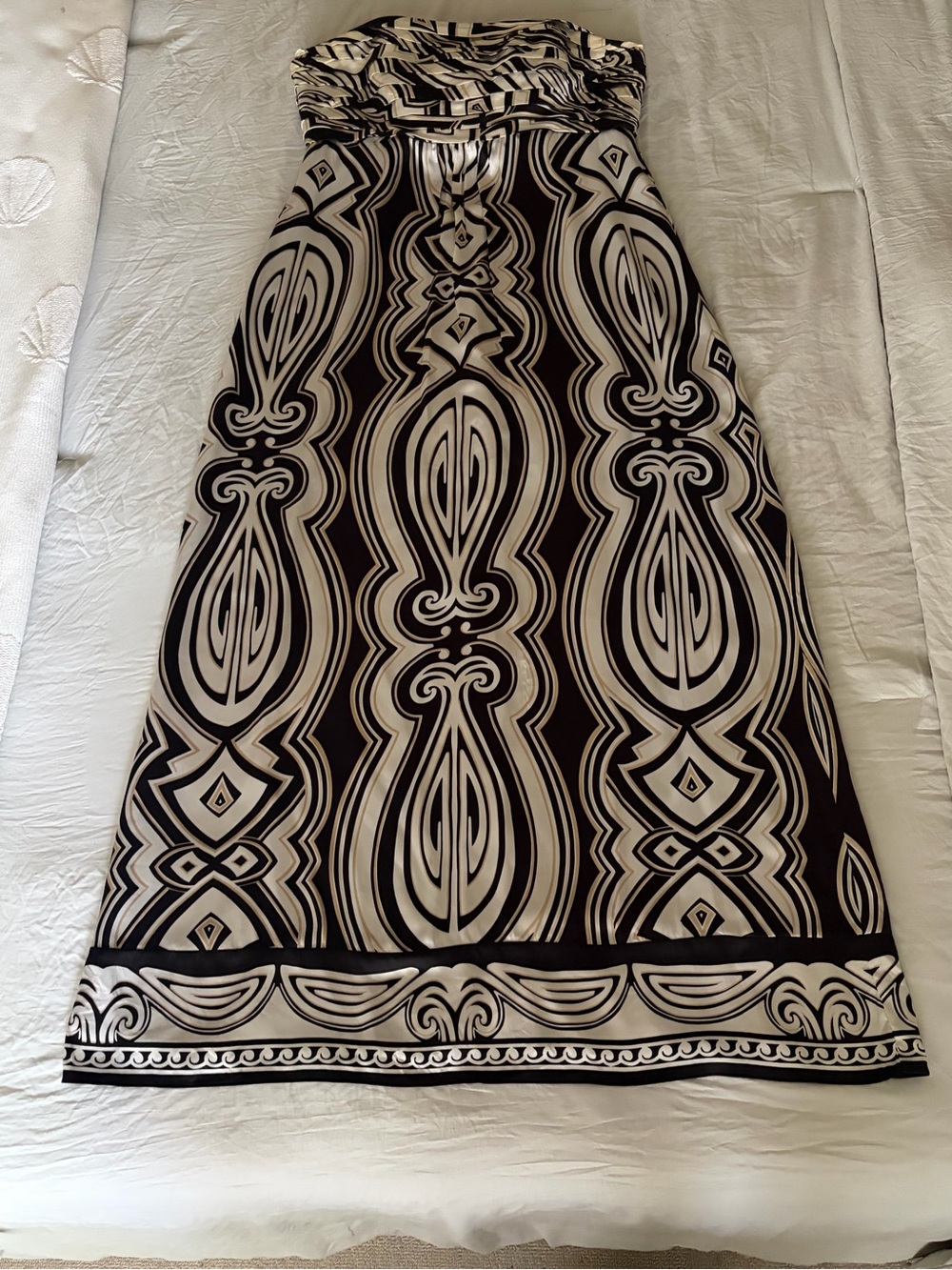 White House Black Market Strapless Silk Patterned Maxi Dress - Picture 4 of 8